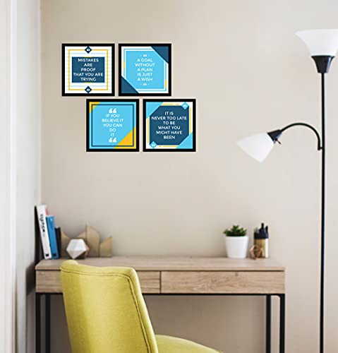 Image of ArtX Paper Motivational Quotes You Can Do It Wall Art Painting, Framed Paintings For Home Office Decor 20 X 20 inches (Combined), 10.0 X 10.0 each, Multicolor Posters With Frame, Set of 4