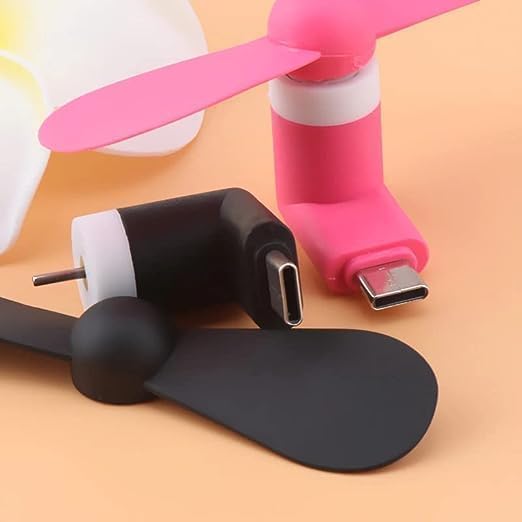 NEXGENX Combo of 2 Pcs. Mi ni Type-C F an Mi ni Fa n 2-Blade F an High Speed USB Fa n, M ini Mobile Cooler, Mini fan Support with All Android & Type-C Smatphones (Multi-colour)-image-24