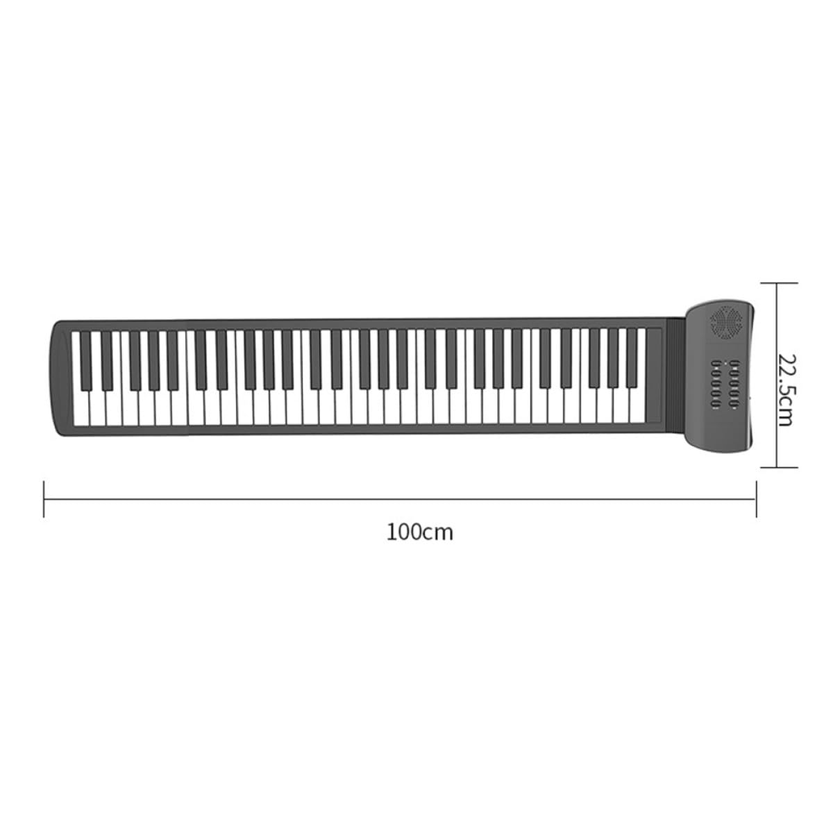 Faltbares Rollklavier mit 61 Tasten aus Silikon, Tragbar | Aufrollbar für Anfänger und Kinder, Schwarz Weiß, Elektronische Tastatur