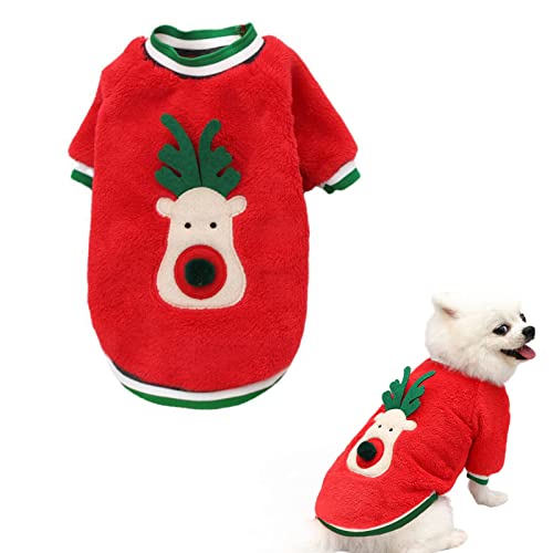 Disfraces de Navidad para Mascotas Traje de Navidad para Perro Disfraz de Papá Noel, Sudadera cálida con Capucha Ropa de Navidad para Mascotas Traje para Perros pequeños y medianos Cover