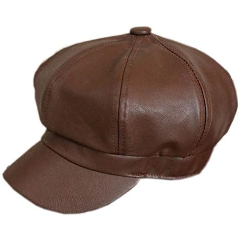 Idopy - Boina de piel sintética Marrón café Talla única thumbnail