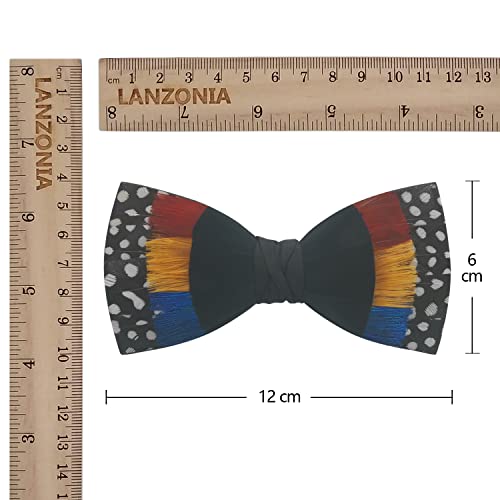 Image of Feather Bow Ties for Men Original Luxury Elegant Wedding Bow Tie Pre-Tied Handmade Mens Bowties for Tuxedo
