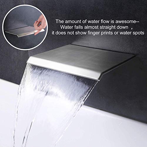 EMBATHER Shower System with Waterfall Tub Spout Shower Faucet Set with 12 Inch Rain Shower Head Wall Mounted Shower Set Brushed Nickle (Contain Rough-in Valve Body and Trim)