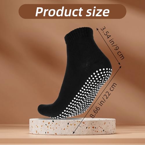 4 Pairs Non Slip Yoga Socks Anti-Skid Pilates Socks with Grips for Women Men Soccer Grippy Sock Cotton Barre Sock for Hospital Home One Size(Black)2
