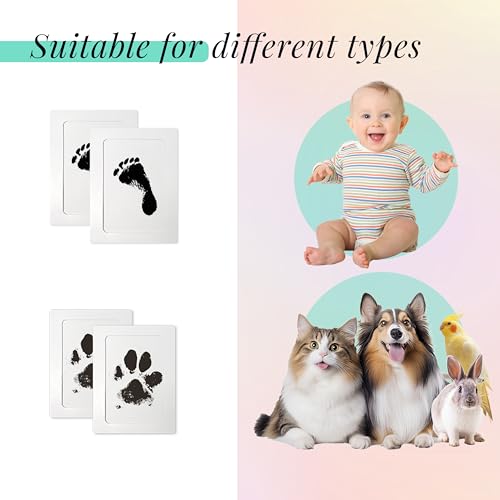 4er-Pack pfotenabdruck set hund,pfotenabdruck set katze,hundepfoten abdruck,fußabdruck baby,pfotenabdruck hund,Geeignet für Katzen, Hunde, Vögel, Babys usw.