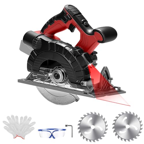 Akku Kreissäge Kompatibel mit Makita 18V, Bürstenlose Mini-Kreissäge Handkreissäge mit 2 Sägeblätter (150mm), mit Diagonal Schneiden, 36-50 mm Schnitttiefe, 45° / 90° für Schneiden Holz (ohne Akku)