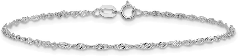 IceCarats 14K Solid White Gold 1.4mm Singapore Chain Bracelet 7 inch