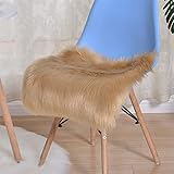 RAILONCH Kunstfell Dekofell Pelz Teppich, Super weich Lammfellimitat Schaffell Teppich Longhair Fell Nachahmung Wolle Bettvorleger Stuhl Sofa Matte (Khaki,50 x 50cm)