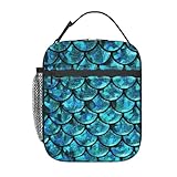 Bolsa de almuerzo aislada de mano con escamas de pescado, bolsa de trabajo, bolsa de trabajo fresca o cálida