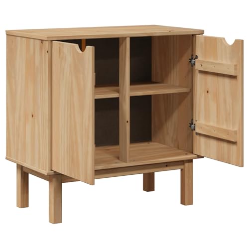 Cómoda de madera maciza de pino OTTA 75x40x75 cm un mueble auxiliar robusto acabado en cera 7