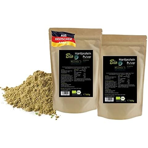 Michel´s Naturprodukte - BIO Hanfprotein aus Deutschem Anbau, 50% Proteingehalt, 1kg (2x500g), Veganes Hanfproteinpulver ohne Zusatzstoffe, Rein Pflanzliches Eiweißpulver aus Hanfsamen, Hanfpulver Cover