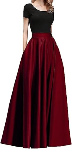 Maxi Skirt for Women, Soft Silk Fabric, Adjustable Waist, Flared Pattern