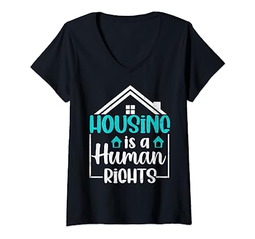 Housing Is A Human Right Equal Rights Igualdad Gráfico Camiseta Cuello V