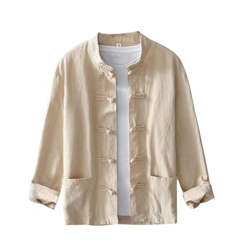 Hanfu Tang pour homme en coton et lin costume traditionnel rétro à manches longues