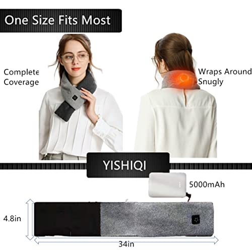 Yishiqi Heated Scarf For Women Rechargeable,Intelligent Electric Scarf, Usb Mini Cold Weather Scarf With Pộwệr Bẫnk With 3 Heating Levels, Auto Off Feature For Men,Girls #TOP2