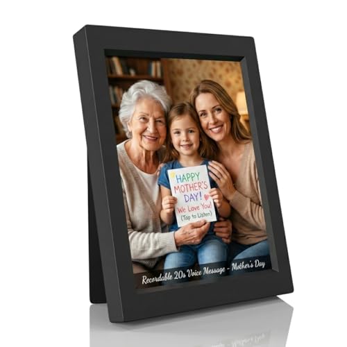 KWANWA 5x7 Recordable Picture Frame – 20-Second Voice Recording, Personalized Talking Photo Frame, Holds 5x7 Photos, Vertical or Horizontal Display, Tabletop & Wall Mount, Sentimental Keepsake – for Mom, Dad, Grandparents, Long Distance, Memorial, Birthday, Christmas