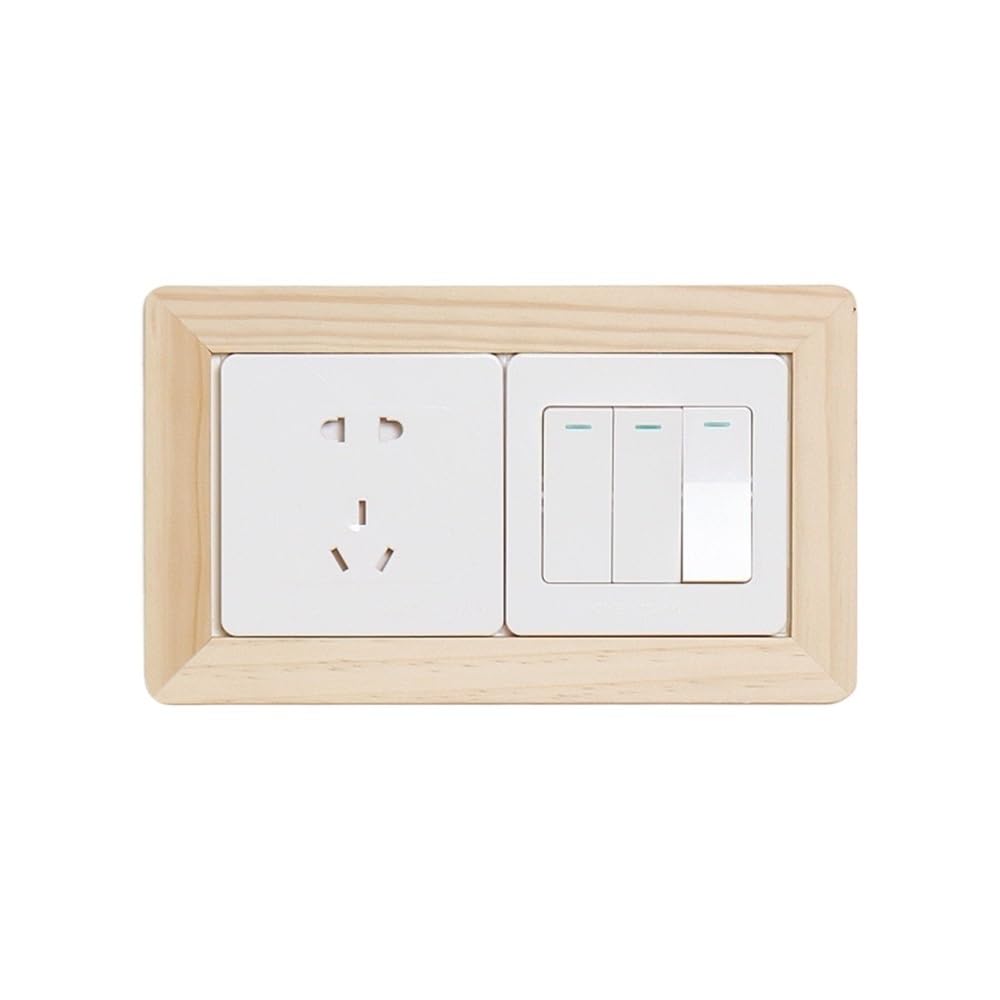 Ad-Bcrbgen One Color Light Switch Surround, Light Switch Finger Plate, Light Switch Cover, Socket Surround, Light Switch Cover(Log Double Socket8.6x8.6cm)