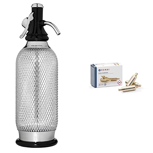 iSi 1060 Sodamaker Classic, 1.0 L, boisson gazeuse pour eau, machine à soda, accessoires de bar en look vintage 106001 Acier inoxydable & HENDI 588406 Capsules CO₂