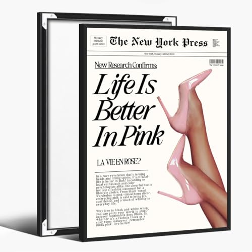 Vintage Baby Pink Newspaper Wall Art Retro News Headline Poster