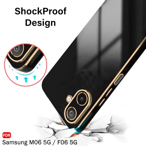Image of TheGiftKart Luxurious Golden-Plated Back Cover Case for Samsung Galaxy M06 5G / F06 5G | Raised Lips for Camera & Screen Protection | Shockproof Design Stylish Case for Samsung M06 / F06 (TPU, Black)