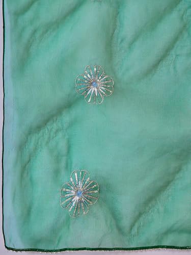 Image of Stylum Women's Solid & Embellished Rayon Flared Kurta Palazzo Dupatta Set