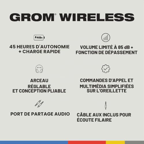 Casque Skullcandy Grom sans fil Bluetooth pour enfants avec micro et charge USB C - vue 5