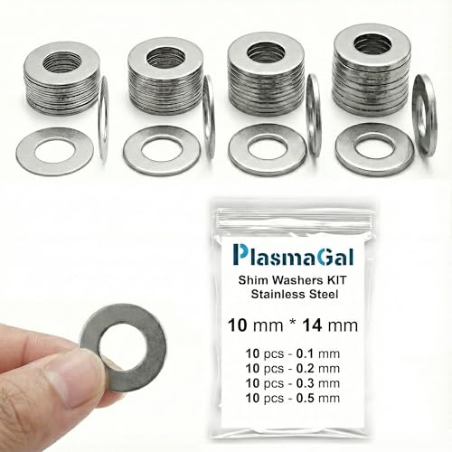M10x16 Shim Washers 10x16mm Stainless Steel 40pc 0.1-0.5mm