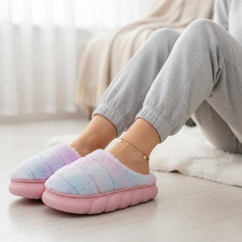 Image of VRITRAZ Women's Comfort Slip On Closed Toe Warm Winter House Clog Indoor Slipper with Cute Print and Degins