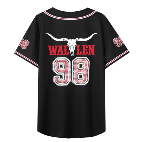 Camisetas femininas de beisebol 98 com estampa de caveira de vaca e strass para fãs de música countr