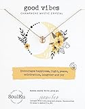 SoulKu Champagne Mystic Necklace for Good Vibes - Handmade Necklace Women & Teen Girls Inspirational Gift for Her, Nylon Cord, 18K Gold Plated Clasp