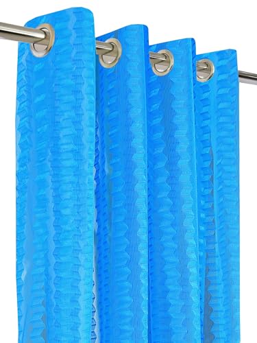 Image of Cortina Polyster Transparent Curtain Set |Window Installation | Bedroom Living Room Kids Room | 5 Feet Window Curtain Pack of 1 | Blue