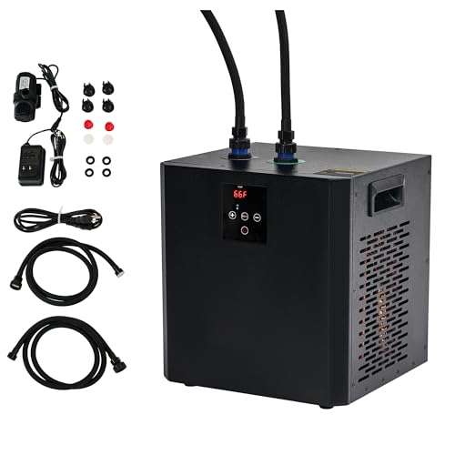 Albott 79 Gallon Aquarium Water Chiller, 1/3 HP Quiet Compressor Cooler with Water Pump & 2 Pipes, Hydroponics Chiller for Axolotl, Fish, Coral & Shrimp Tanks, 110V, Black