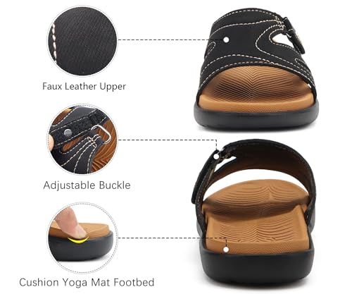 Image of KuaiLu Womens Fashion Orthotic Slides Ladies Athletic Yoga Mat Memory Foam Walking Sandals Thick Cushion Recovery Summer Beach Slippers Comfortable Plantar Fasciitis Arch Support