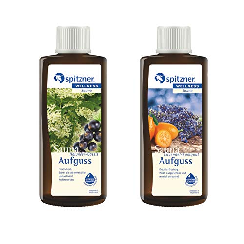 Preisvergleich Produktbild spitzner 2 Düfte Holunder Cassis und Lavendel Kumquat Saunaaufguss mit je 190ml