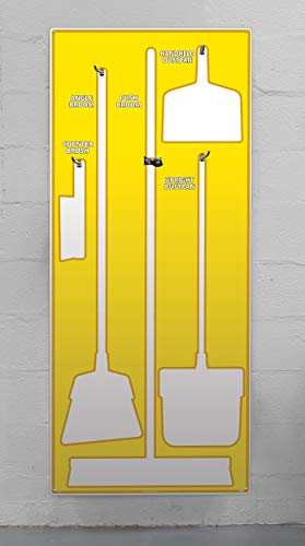 Image of NMC SB108AL 5S Janitorial Shadow Board, Yellow /White, 68 inchX30 inch, Heavy-DutyAluminum (Tools Sold Separately)
