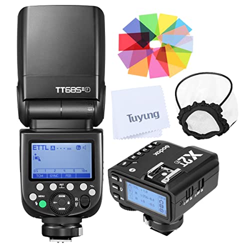 Big Sale Godox TT685II-F TTL GN60 2.4GHz Wireless HSS 1/8000s Flash Speedlite with X2T-F Wireless Flash Trigger Transmitter Compatible for Fuji Cameras