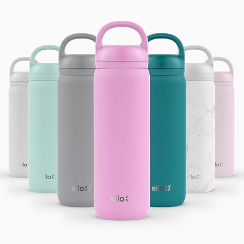 Image of Ello Cooper Twist 22oz Stainless Steel Water Bottle with Chug Lid | Leak Proof Double Walled and Vacuum Insulated | Fits Car Cupholder | Built in Carry Loop | Dishwasher Safe | Bubblegum Pink