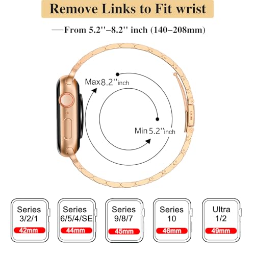Image of MioHHR Slim Metal Band Compatible with Apple Watch Bands 49 /46 /45 /44 /42mm