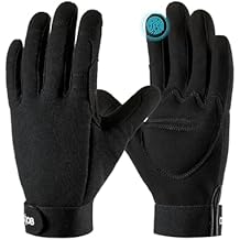 COOLJOB Thorn Proof Garden Gloves with Touchscreen Fingers for Men, Rose Pruning Work Gloves with Palm Cushion for Gardener, Farmer and Landscaper Black 1 Pair Medium