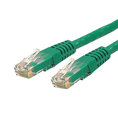 Image of StarTech 2ft CAT6 Ethernet Cable - Green CAT 6 Gigabit Ethernet Wire -250Mhz 100W PoE RJ45 UTP Molded Network Patch Cord with Strain Relief (C6PATCH2GN) | 250MHz bandwidth, Gold-plated RJ45, Patch Cable, Ethernet Cord, UTP Molded Network, Strain Relief, 10Gbps speeds