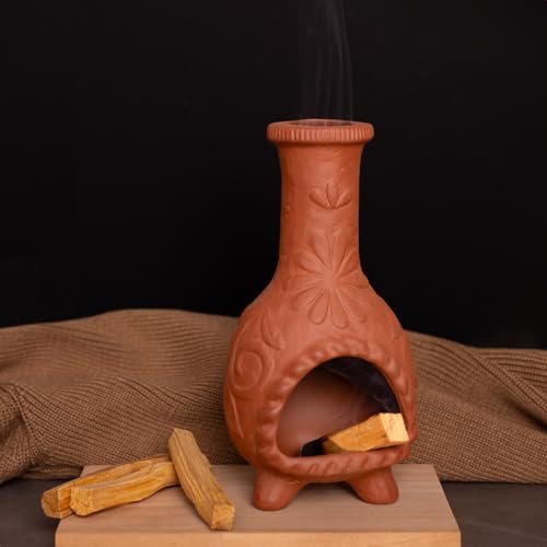 Palo Santo Mini Chiminea – クレンジングとリラクゼーションのためのエレガントなセラミックインセンスホルダー – 手作りのセージテクスチャスタンド、瞑想や祭壇に最適 – スティックを燃やすための耐久性のあるデザイン（Amazon）