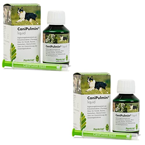 PlantaVet CaniPulmin liquid für Hunde | Doppelpack | 2 x 100ml | Flüssiges Ergänzungsfuttermittel für Hunde | Kann dabei helfen die die Atemwegsfunktion zu unterstützen