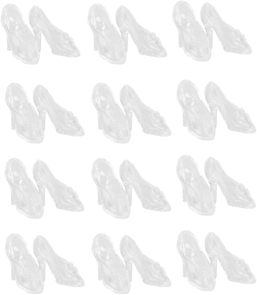 TOYANDONA 30 Pairs Doll Shoes, Fashion Doll High Heels Shoes Miniature Doll Shoes Mini Doll Costume Accessories for Girls Dollhouse Crafts ( Clear )