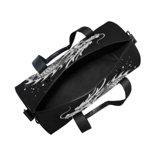 Bolsa de gimnasio ligera y redonda con bolsillo interior de dragón 5