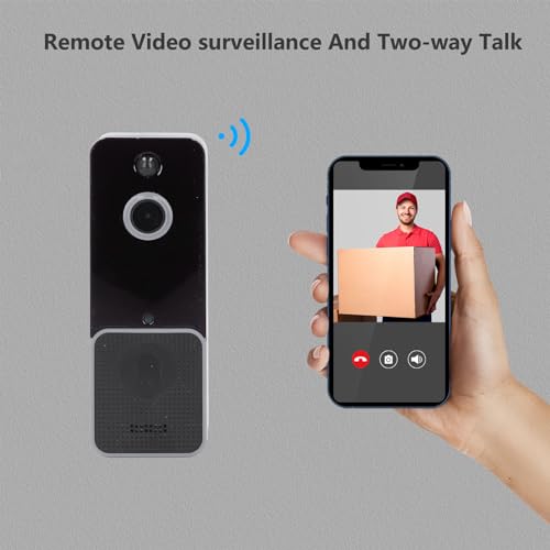NOENNULL Campainha inteligente sem fio com campainha de vídeo 720p HD grande angular visão noturna d