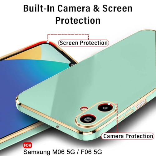 Image of TheGiftKart Luxurious Golden-Plated Back Cover Case for Samsung Galaxy M06 5G / F06 5G | Raised Lips for Camera & Screen Protection | Shockproof Design Stylish Case for Samsung M06 / F06 (TPU, Green)