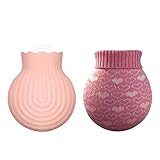 ADNIKIA Wärmflaschen mit abnehmbarem, Weichem Strickbezug, Babysicheres Silikon für Reisen, Körperwärmer für Kinder/Mädchen/Frauen Geburtstag, Warme und Kalte Therapien, Schmerzlinderung