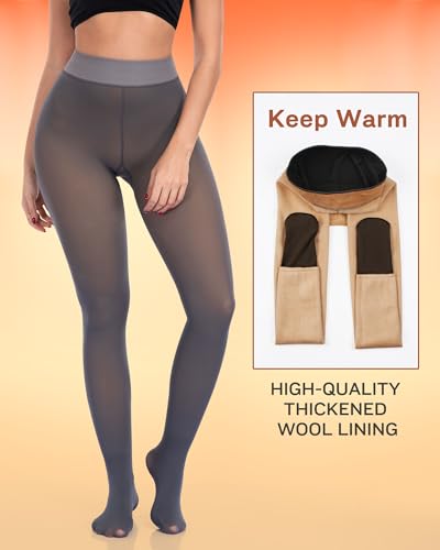 Image of ATHVOTAR Fleece Lined Winter Tights Women - Thermal Warm Opaque Pantyhose Thick Sheer Leggings