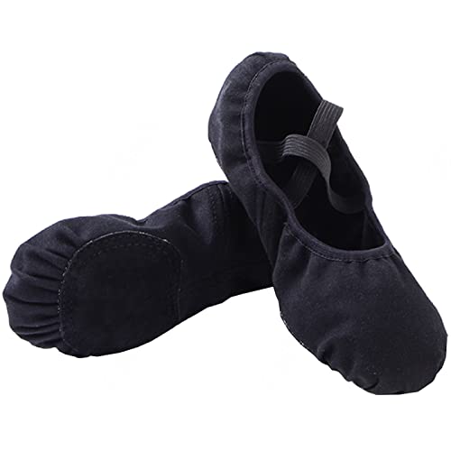 Sapatos de balé para meninas, Split Leather Sole Elastic tecido Dance Flats Yoga Ginástica Sapatos p