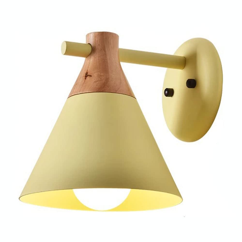 TCHAUSGZUS Nordic Wall Lights - Minimalist Style Wall Sconce for Bedroom, Living Room, and Corridor - Adjustable Macaron Metal Lampshade Light Fixture(Yellow)